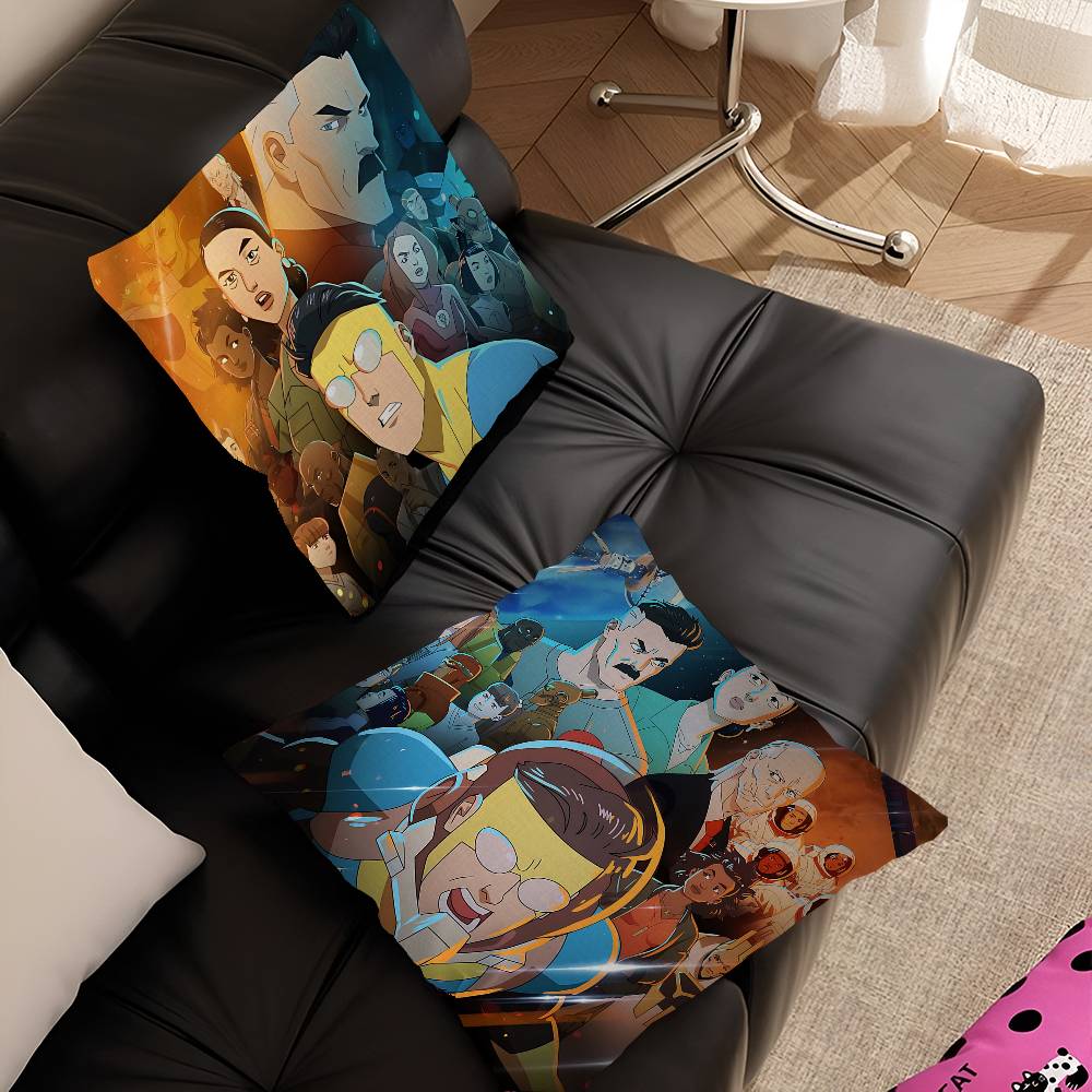 Animation Superhero I-Invincible Cartoon Decorative Room Aesthetics Pillow Case Home Decor Bedroom Bed Couch Pillow Cover 45x45