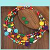 Bohemian Colorful Wooden Beaded Multilayer Necklace For Women
