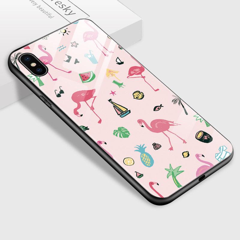 Popular Stylish Ins Tempered Glass Phone Case for iPhone Samsung Galaxy Infinix TPU Soft Edge Shockproof Cover Cases