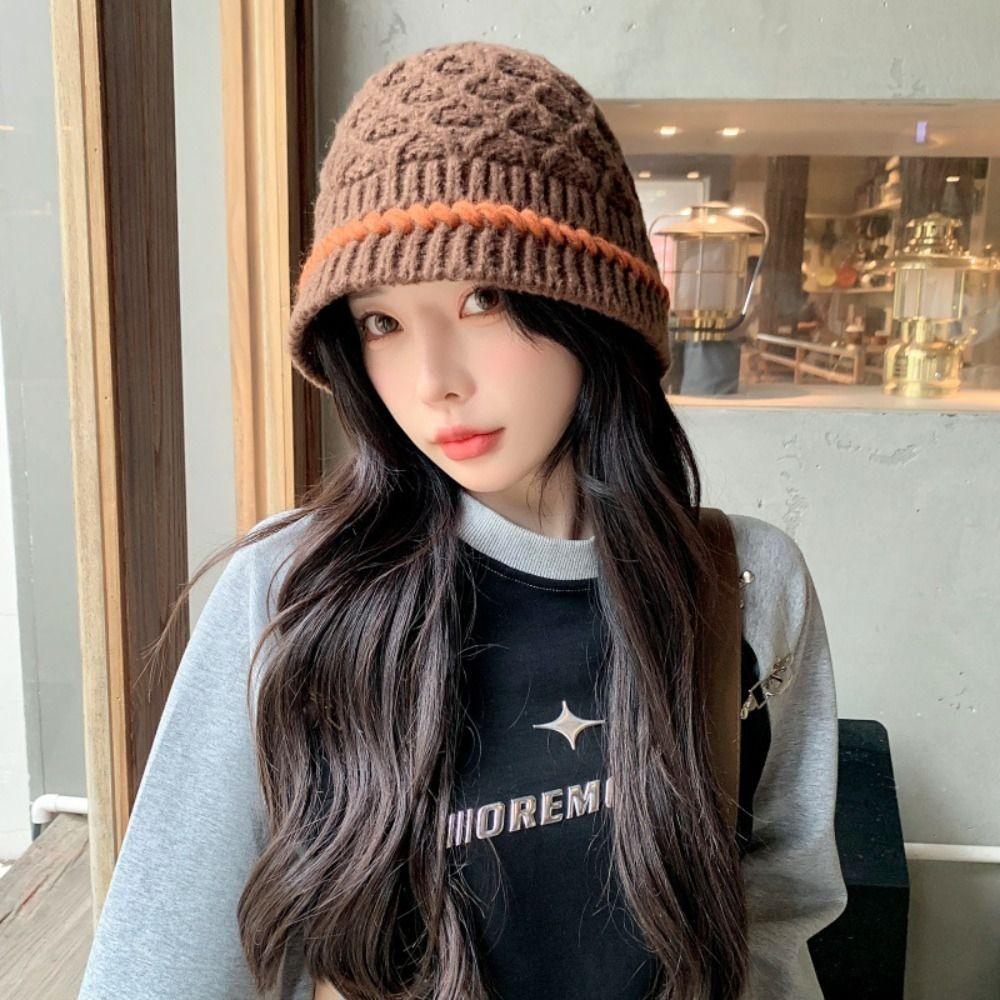 Bohemian Style Knitted Beanies Hat Thin Winter Weave Cap Sweet Crochet Pullover Hat  Autumn