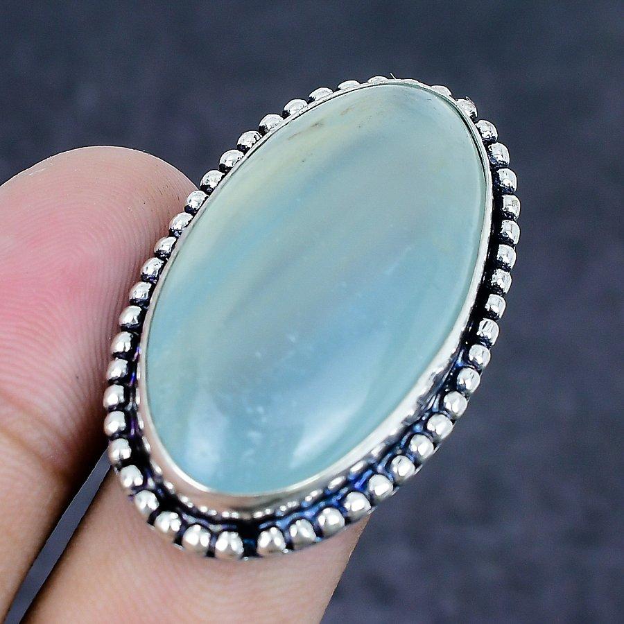 Natural Aquamarine Gemstone 925 Sterling Silver Jewelry Ring Size 7 Z7D74