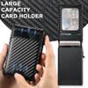 SUTENI H19 For iPhone 16 Plus Magnetic Case Carbon Fiber Texture Leather Back Cover with Card Bag