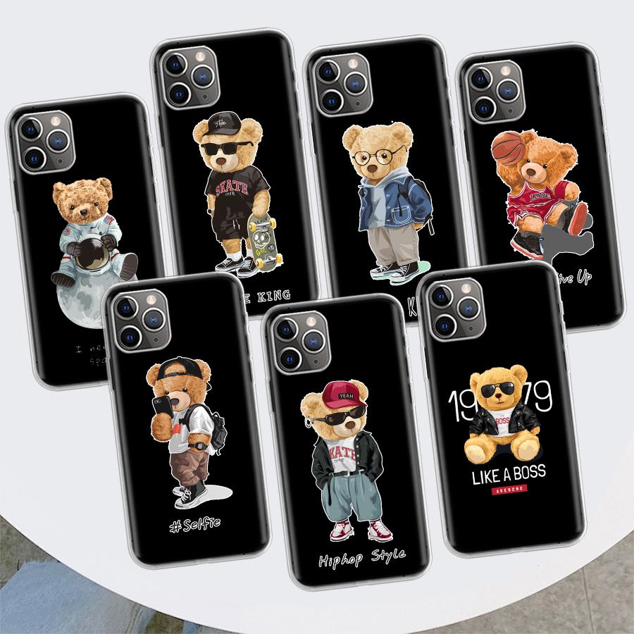 Fashion Brand Bear Phone Case For iPhone 11 12 13 Mini 14 15 Plus 17 Air 16 Pro Max 16E 7 8 SE 2020 Customized Print Cover For A