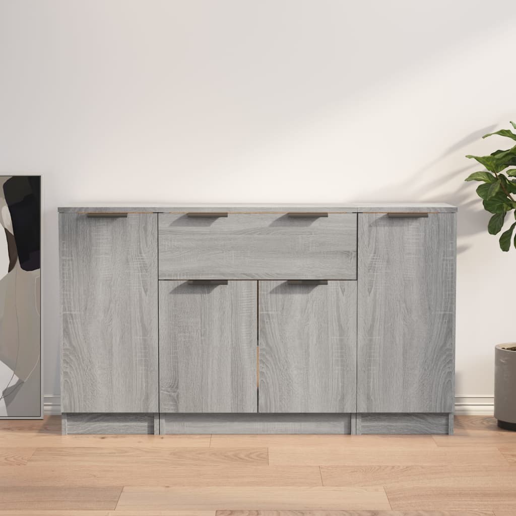 Sideboards 3 pcs Grey Sonoma Particleboard