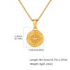Retro Women'S Necklace, Stainless Steel Zircon Octagram Round Brand Pendant Necklace, Jewelry 2336