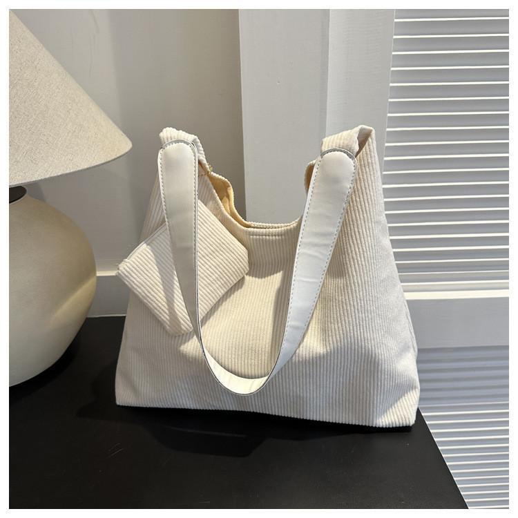 Стильная вельветовая сумка-тоут большой вместимости однотонная для женщин, модная уличная мода хаки