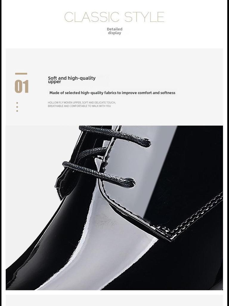 2025 Spring Men's Large Size Formal Black Leather British Business Wedding Shoes