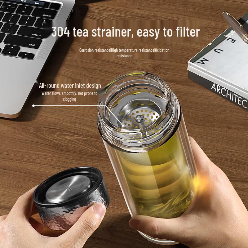 Temake 360ml Double-Layer Tea Infuser Glass Bottle