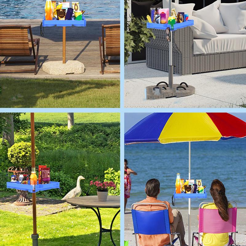 Beach Umbrella Table Tray Portable Beach Drink Holder Beach Tray With 4 Cup Holders Lightweight Beach Cup Holders Swimming Pool