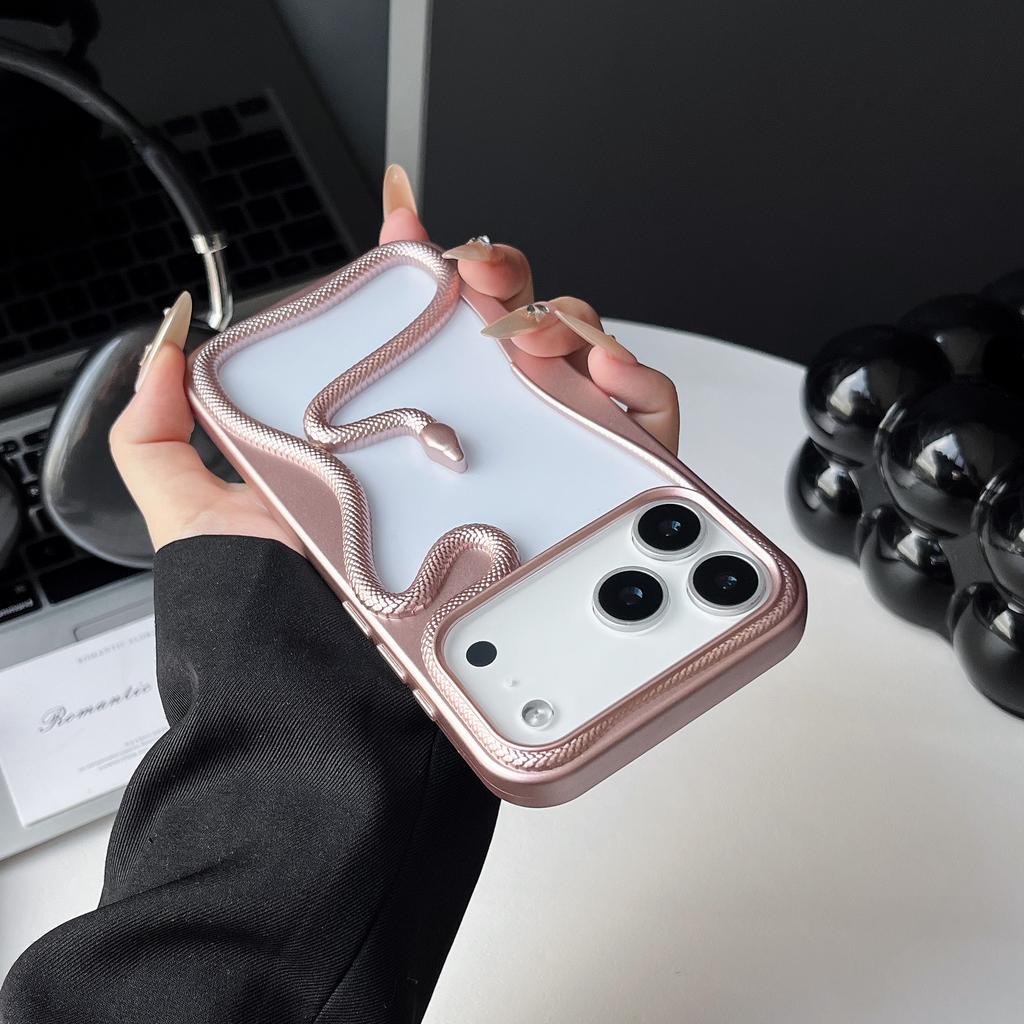 Matte 3D Hollow Snake Soft Phone Case For iPhone 17 Air 16 11 12 13 14 15 Pro Max Plus Plating Heat Dissipation Cover Funda