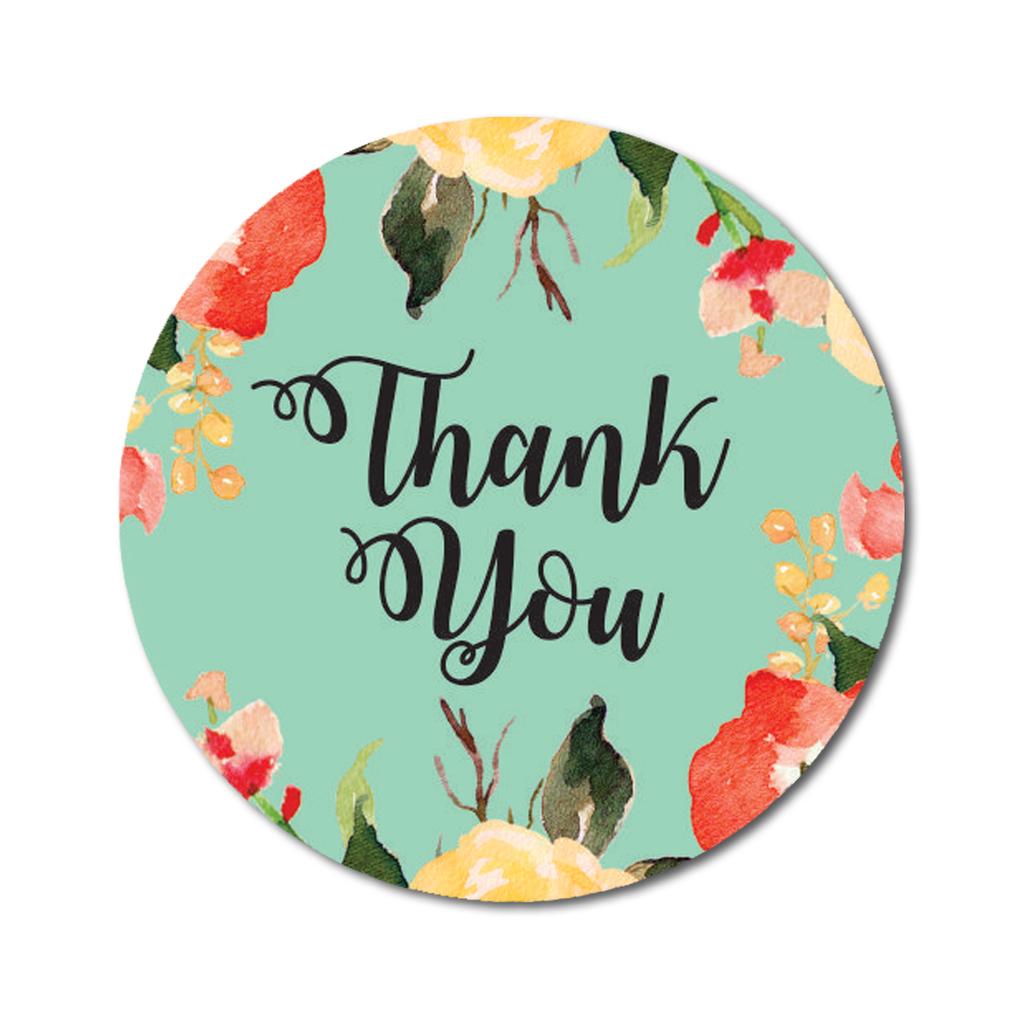 Darling Souvenir 45 Pcs Round Floral Border Black Thank You Stickers Wedding Envelope Seal-1.6