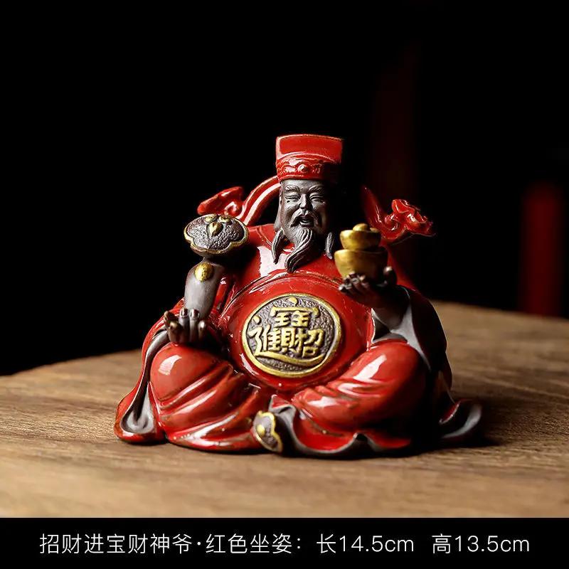 

Ceramic Chinese God of Wealth Statue Treasure Bowl Luck Mammon Money Wealth God Figurines Living Room Fengshui Decorations Gift