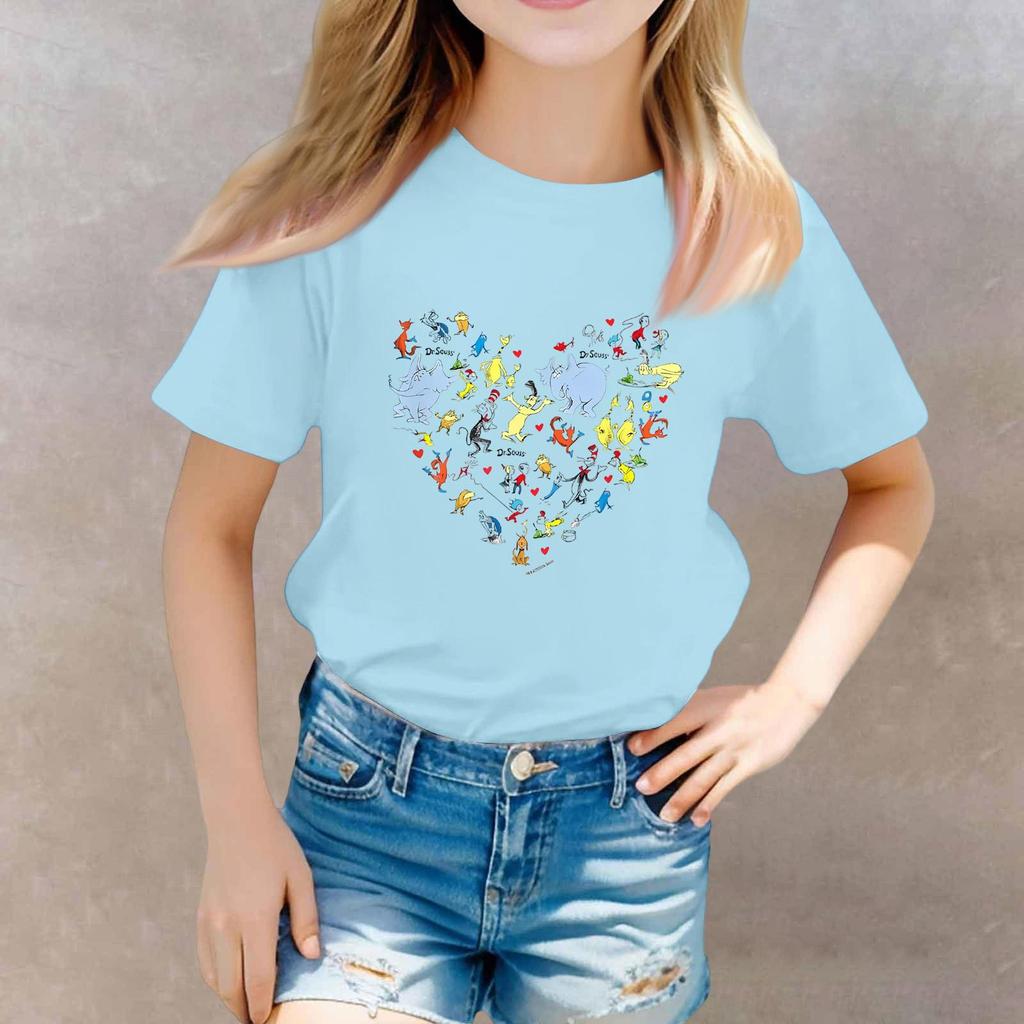 Toddler Boy And Girl T-Shirts Kids Top Girls Printed Short Sleeved T-shirt