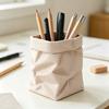 Yousheng Paper Bag Style Pen Holder Wrinkle Texture PLA Desktop Organizer for Office School Home Multi-Purpose Storage for Brushes Remote Rustic