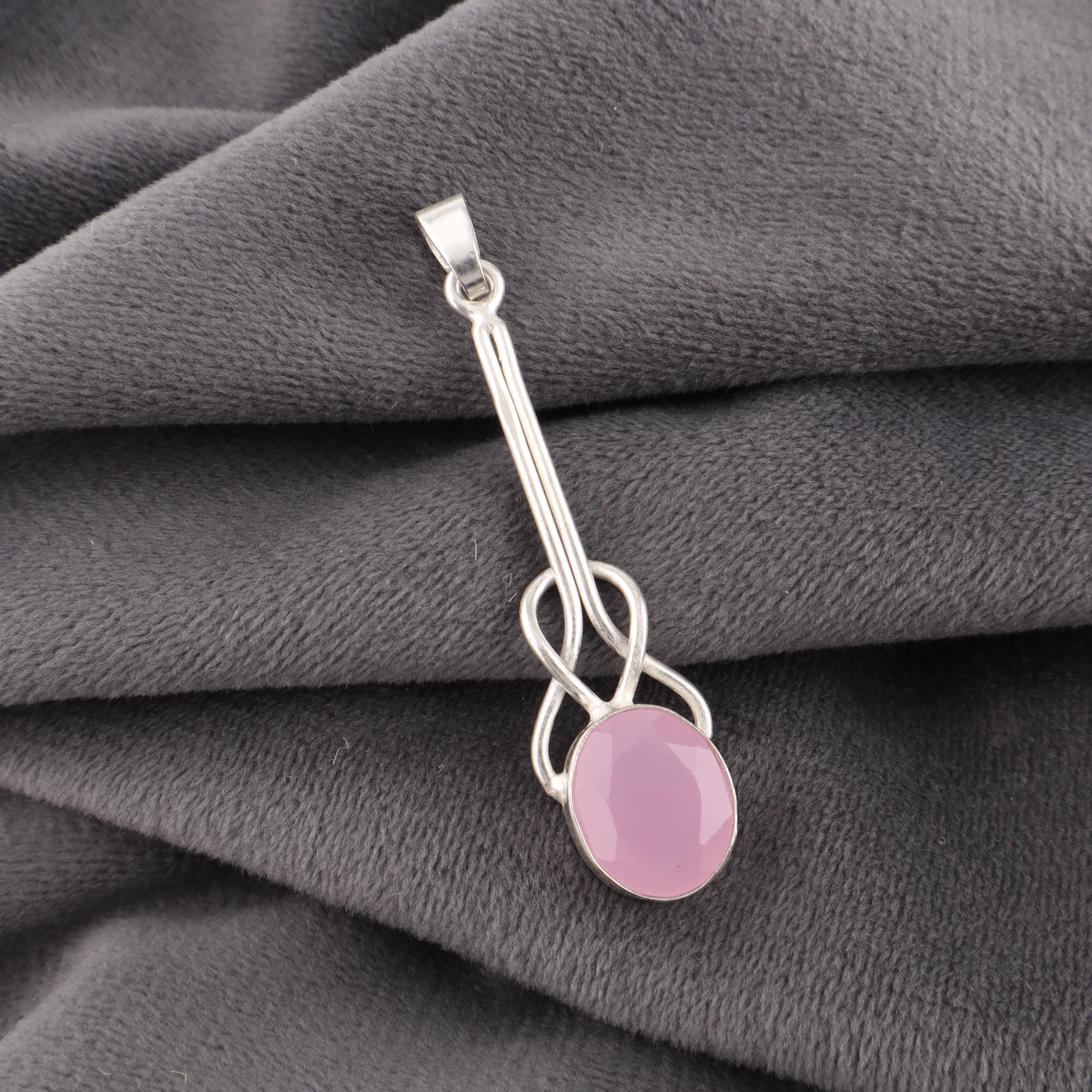 

Ювелирные изделия из драгоценного камня розового халцедона, ювелирные изделия-подвески из стерлингового серебра 925 пробы, восхитительная подвеска ручной работы, подарок для женщин 1.79 Inches розовый