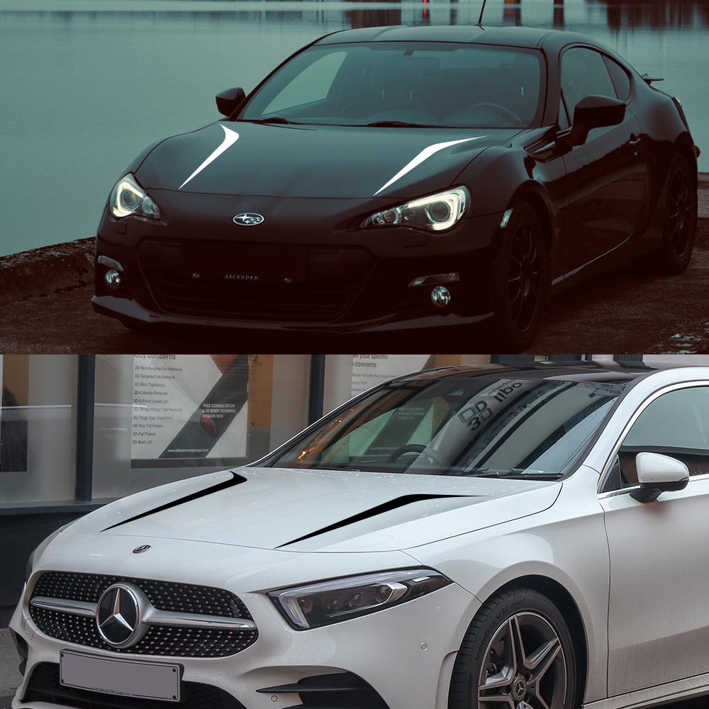 2pcs 100cmx26cm Hood Cover Car Stickers Auto Vinyl Film Long Stripe Decals DIY Car Sport Styling Stickers Car Tuning Accessories