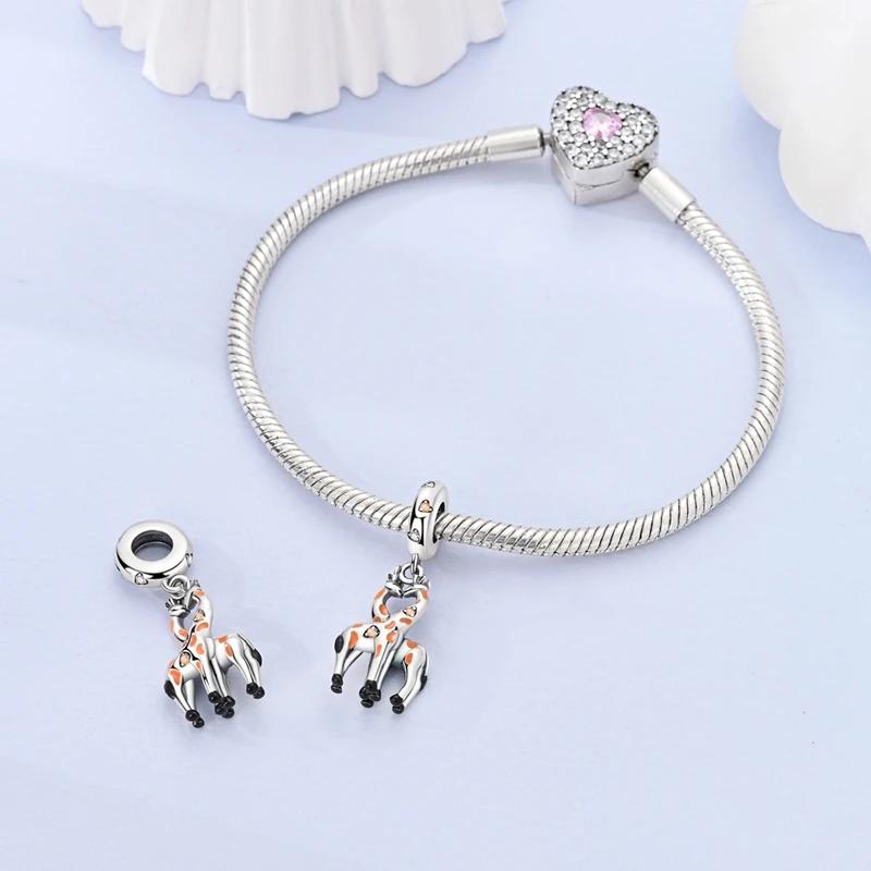Orange Couple Giraffe Bead Charms copper Authentic Bead Charms Compatible With Authentic Charm Bead Charms Bracelets Bead Charms Jewellery Gifts Ideal