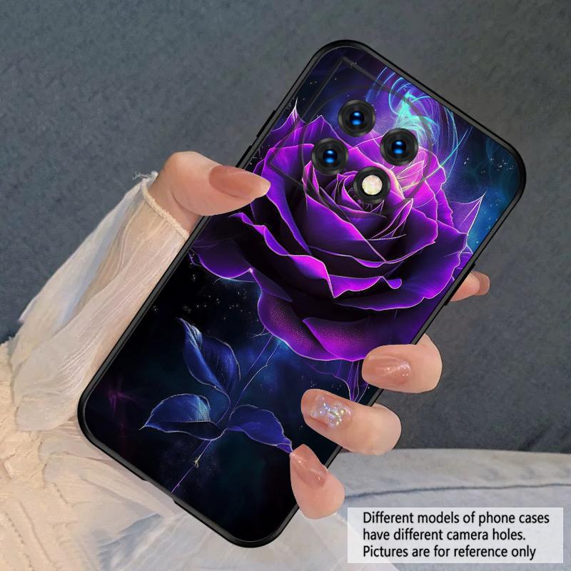 Dark Purple Rose For Oneplus 8T 9 9R 10 Pro 11 12 13 13R 5G ACE 5 Nord2 4 CE 3 4 Lite N20 SE N200 silicone soft phone case