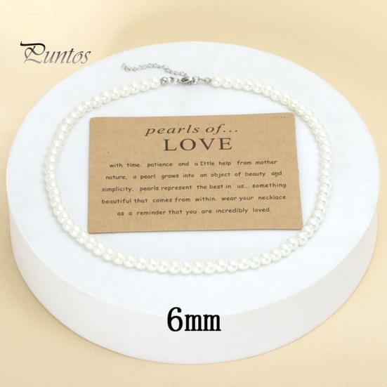 4/5/8/10mm Women Necklace Beaded Elegant Temperament Noble Dainty Luxury High Gloss Faux Pearl Clavicle Necklace Fashion Jewelry