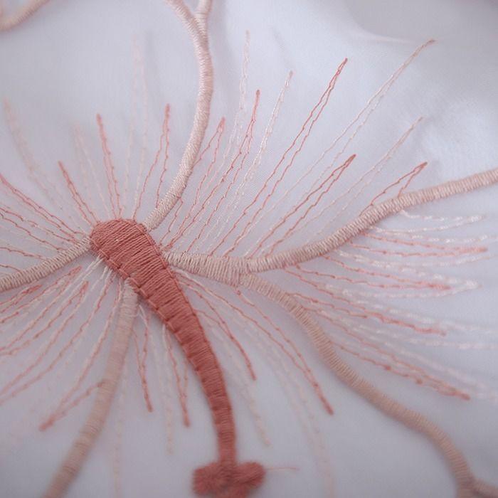 Shirt Women Chiffon Flower Embroidery Blouse V Neck  Office Ladies Tops Casual High Quality Summer Puff Sleeve