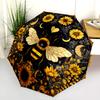 Bee Flower  Pattern, Automatic Folding Umbrella, Portable and Foldable Design, 8 Ribs, a Christmas or Birthday Gift.