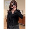 Spring and Autumn Interior Chic Short Lace V-Neck Bottom Design Slim-fit Knitted Cardigan Top Women's Hair