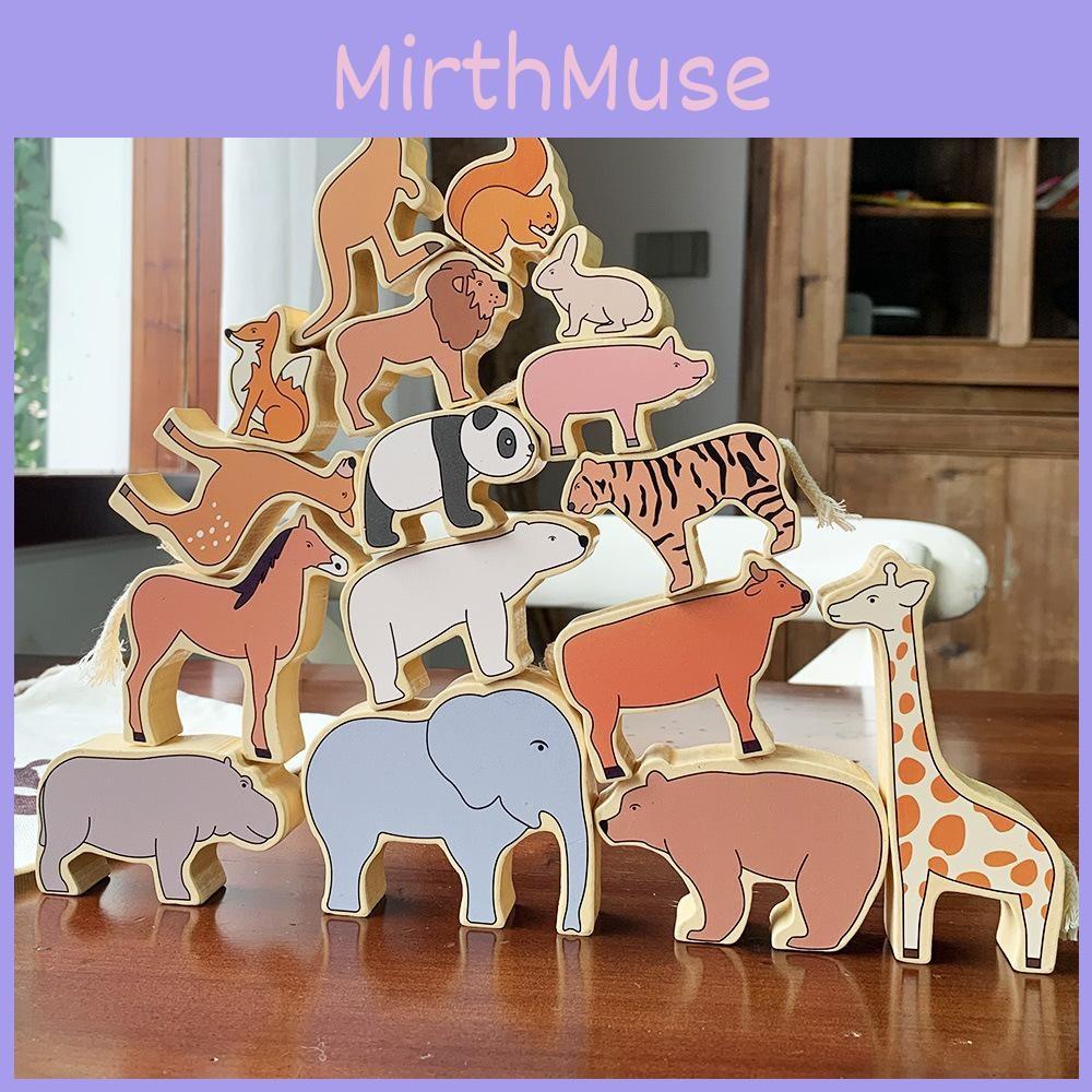 Animal Wooden Landmark Building Blocks Kids Montessori Learning Toy For Toddlers