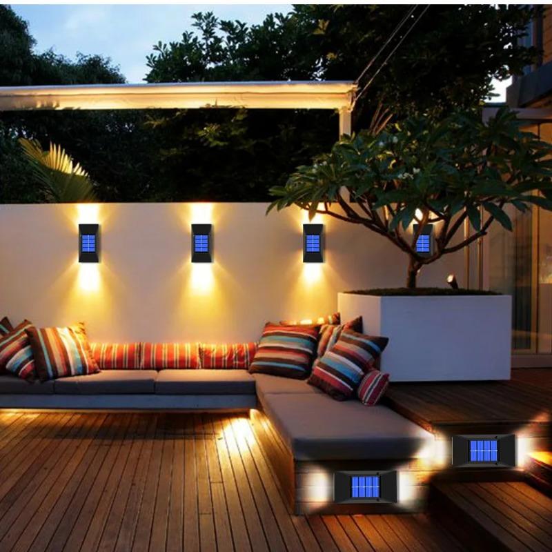Solar Powered Wall Lights Outdoor Waterproof Up Down LED Lighting for Garden Yard Patio Pathway Street Home Decor