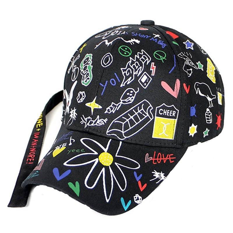 Tide print sunshade hip hop cap neutral adjustable baseball cap Korean version sun hat cap sun protection breathable