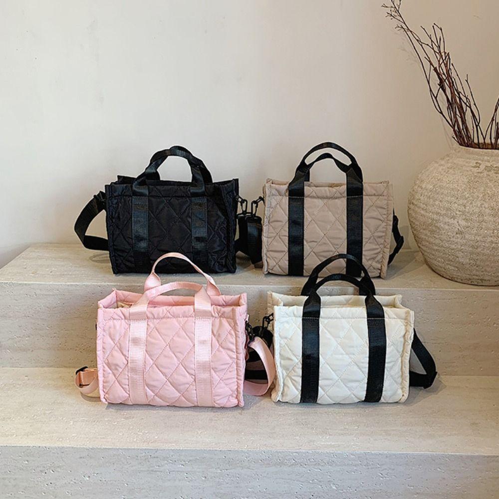 Rhombus Plaid Korean Shoulder Bag Korean Style Small Puffer Bag  Office Worker
