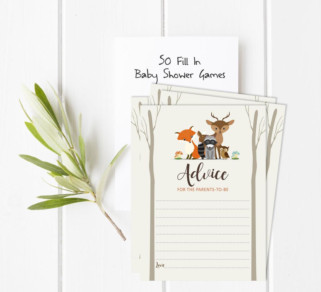 Inkdotpot 50A  Advice CardsA  For Baby Shower Game Gender Neutral Advice For New Mom & Dad Jungle Animals Boy Or GirlA  Party