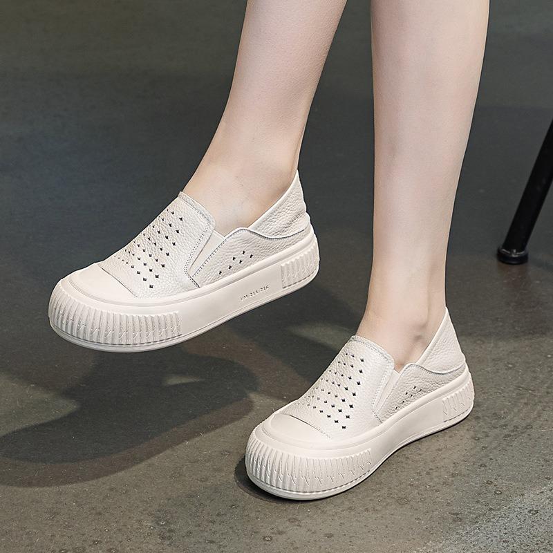 Neue Damen Schuhe Atmungsaktiv Dicksohlige Lässige Ausgehöhlte Einzelne Schuhe