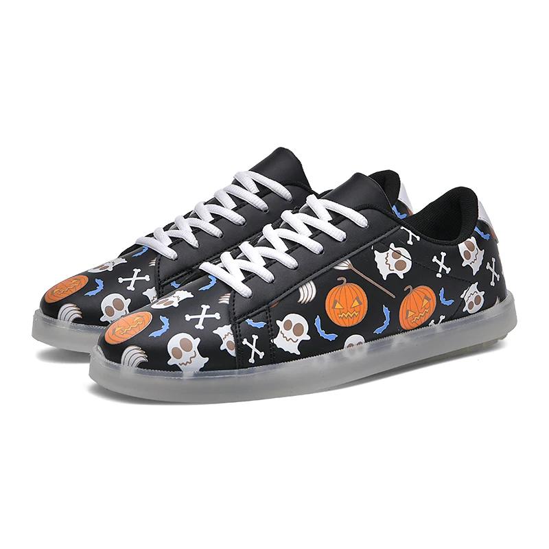 New Personalized Pattern Fluorescent Casual Men's and Women's Sports Board Shoes, Outdoor Fluorescent Lace Up Couple Board Shoes