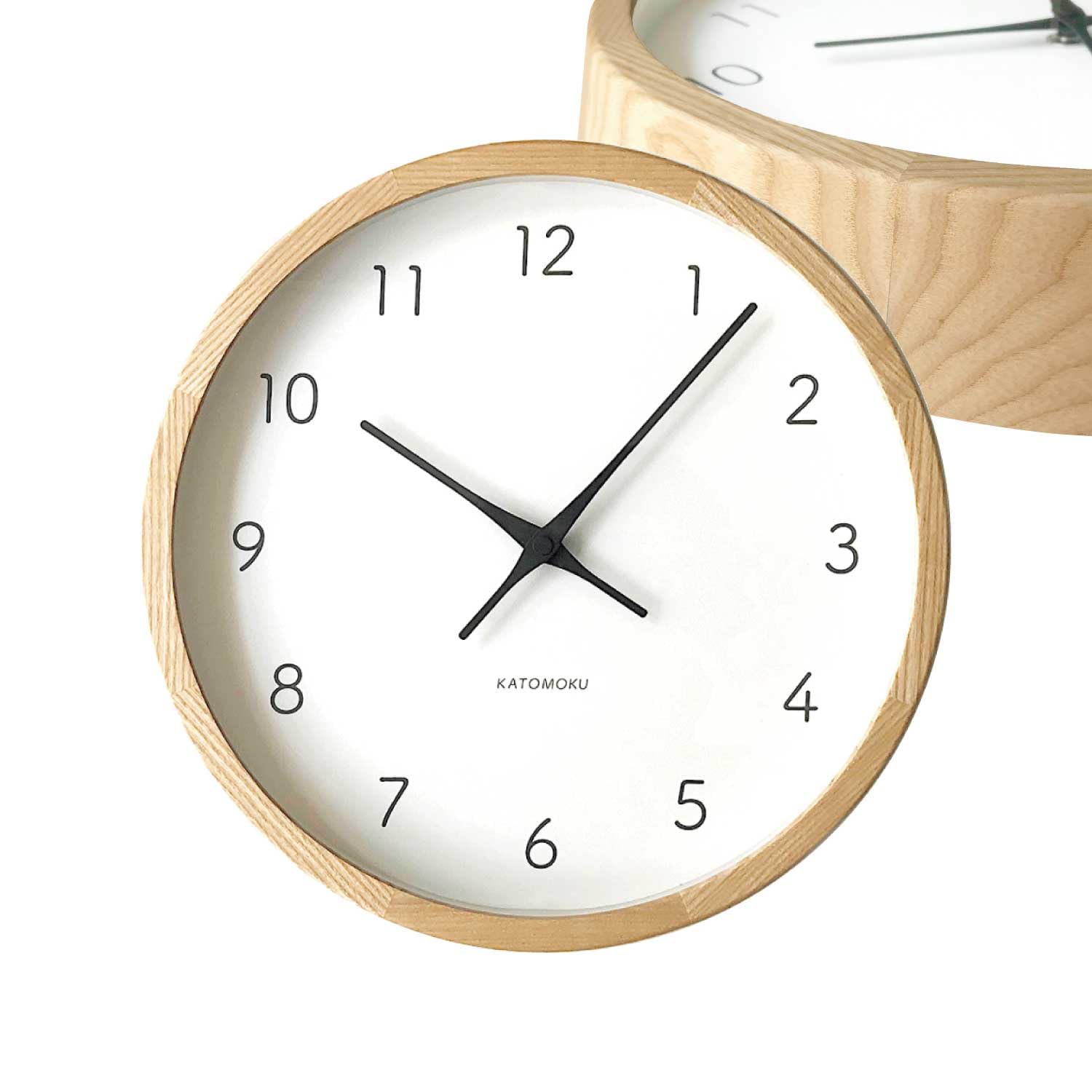 

KATOMOKU Muku Clock 7 Natural km-60NARC Wall Clock with Continuous Second Hand, 30.6cm Diameter (Radio-Controlled Clock)