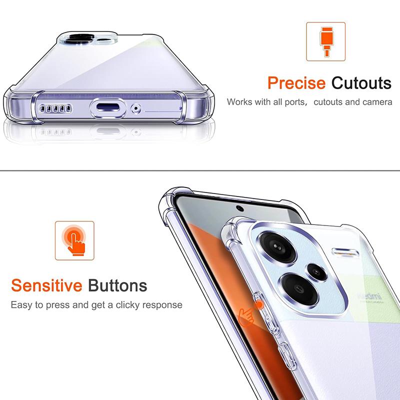 Transparent Shockproof Silicone Soft Case For Xiaomi Redmi Note 13 12 Pro Plus Pro+ 4G 5G Luxury Ultra Thin Clear Shell Cover