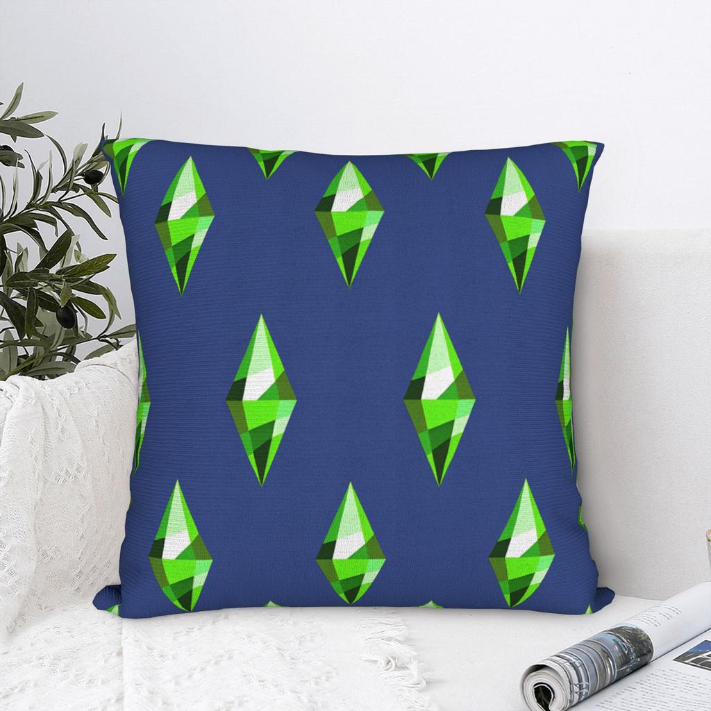 Sims 4 Plumbob Video Game Pillow Cover  Retro Trendy Pillow Case For Couch Sofa Bedroom Print Pillowcases Birthday Present