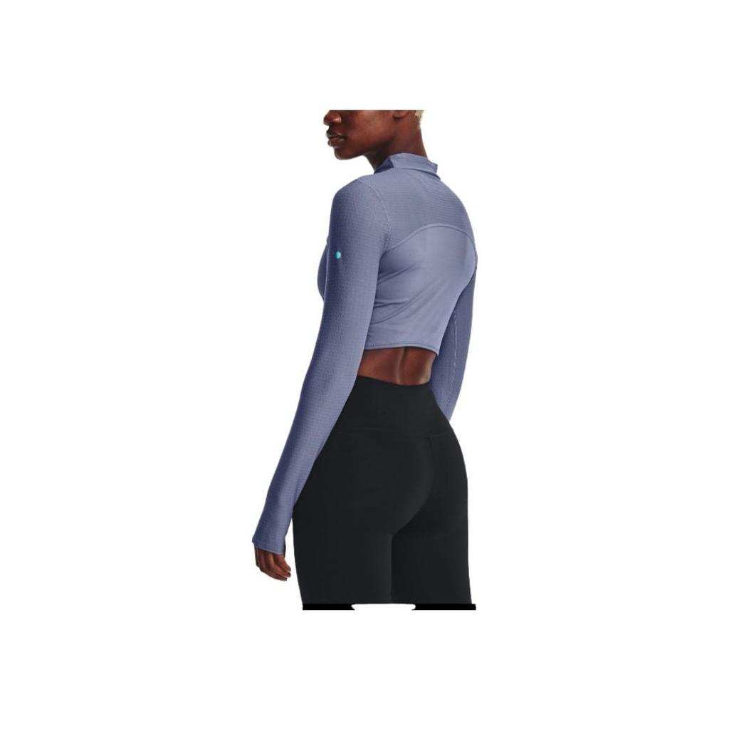 Under Armour Rush Series Solid High Neck Long Sleeve T-Shirt Women Tops Morning-Purple 1374526-767