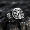 Vintage Stainless Steel Men's Ring With Norse Viking Swirl Design