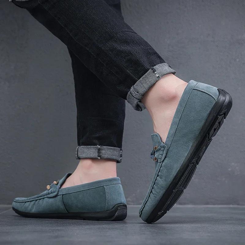 2024 Shoes for Man Beanie Men's Casual Shoes Basic Loafers Flats Male Soft Bottom Slip On Metal Decoration Flat Heel Men's Shoes