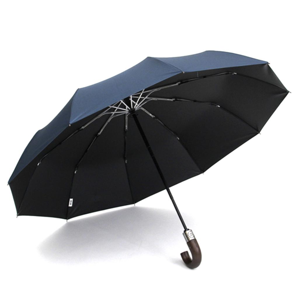 Luxury Automatic Umbrella, Parachase Wooden Handle Sun Umbrella, UV Protection, Outdoor Golf Parasol Umbrellas Free Shipping