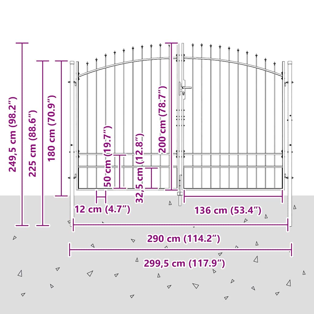 Double Gate WOERDEN 299.5 x 249.5 cm Steel Gray Lockable