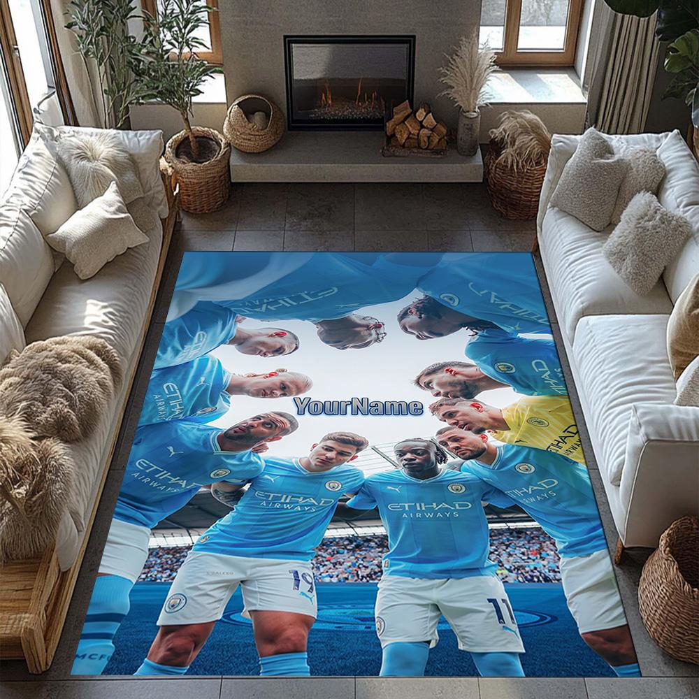 Manchester City Customizable Name Floor Mat Suitable for Balcony Living Rooms Decorate room Game Room Anti-slip Rug Anime Office Decor