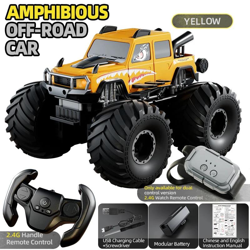 Q215 Amphibisches RC-Auto 2.4G Wasserdicht 4WD Geländegängig Hochgeschwindigkeit Kletter-Crawler Fernbedienungsfahrzeug Spielzeug für Kinder
