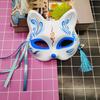Anime Fox Masque Japanese Style Unique Handmade Design Face Masque for Halloween Masquerade Parties