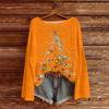 Women's Casual Fashion Round Neck Top Christmas Print Long Sleeve Knit Pullover