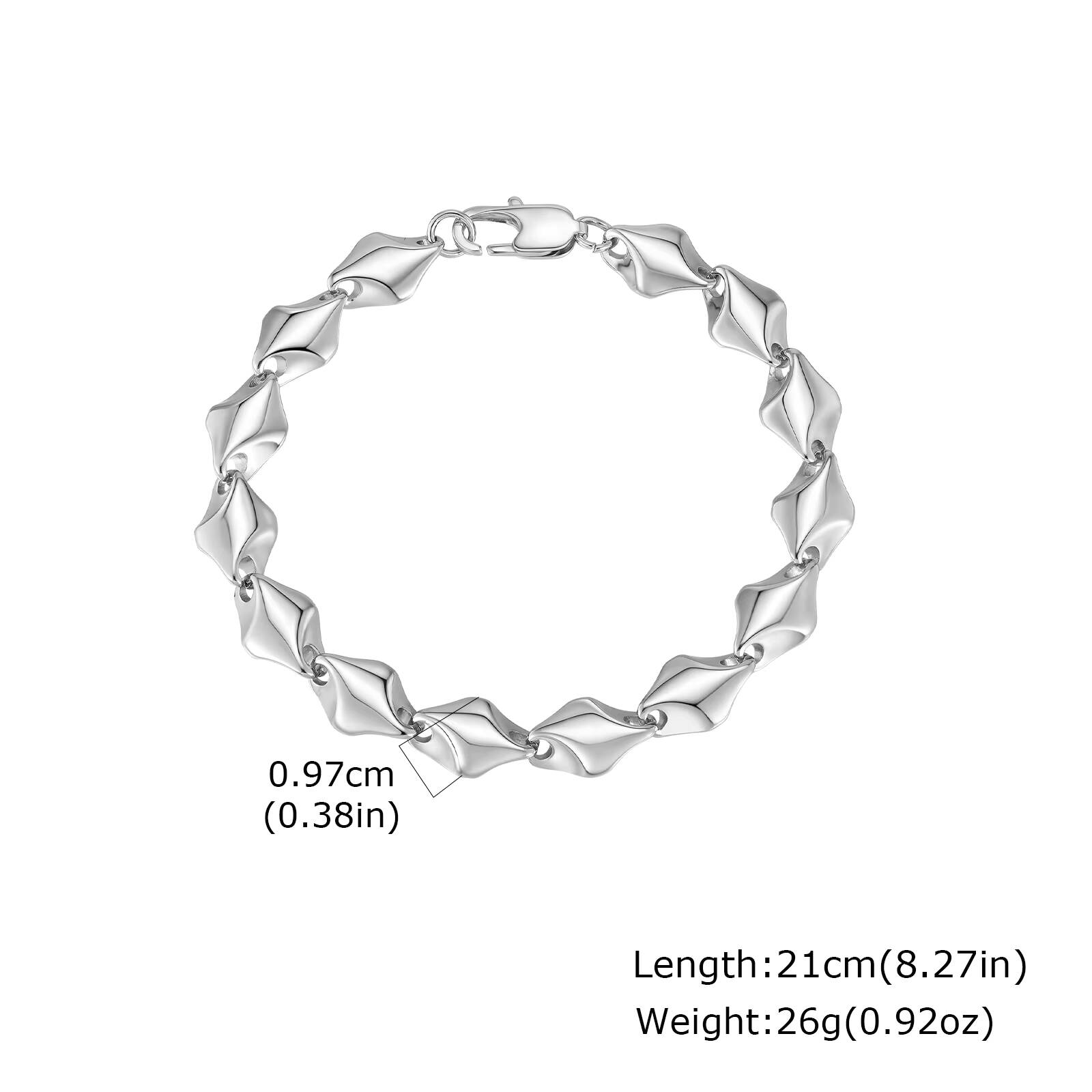 

Vnox Men s Hiphop Bracelet Stainless Steel Chunky Chain Geometry Link Wristband 9.7MM Width, Stylish Party Gift Birthday Jewelry 21cm