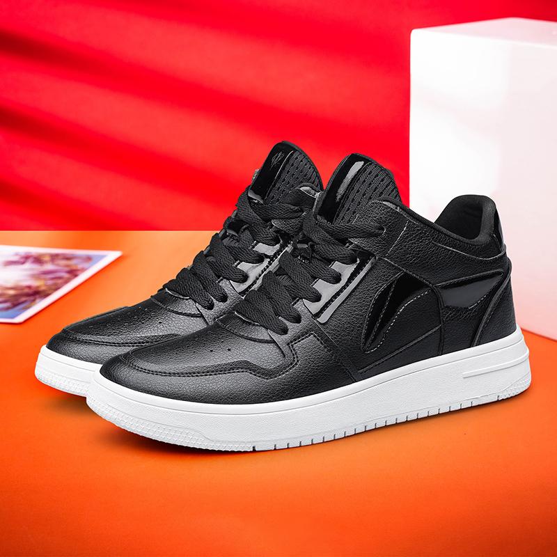 Leather Casual Sneakers Men Sport Platform 6cm 8cm Elevator Shoes Increase Heightening Invisible Height Increasing Shoes White