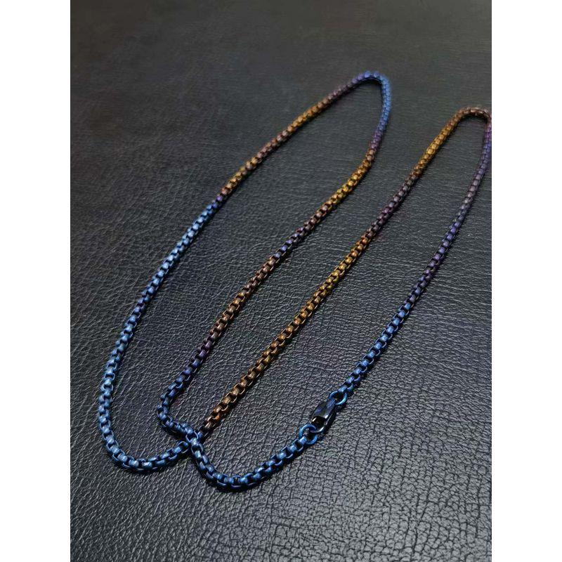 Square Beads Box Chain Pure Titanium 3/4mm Ornament Hip Hop Couple Necklace Necklace Stylish Fashion Men Trendy Amulet