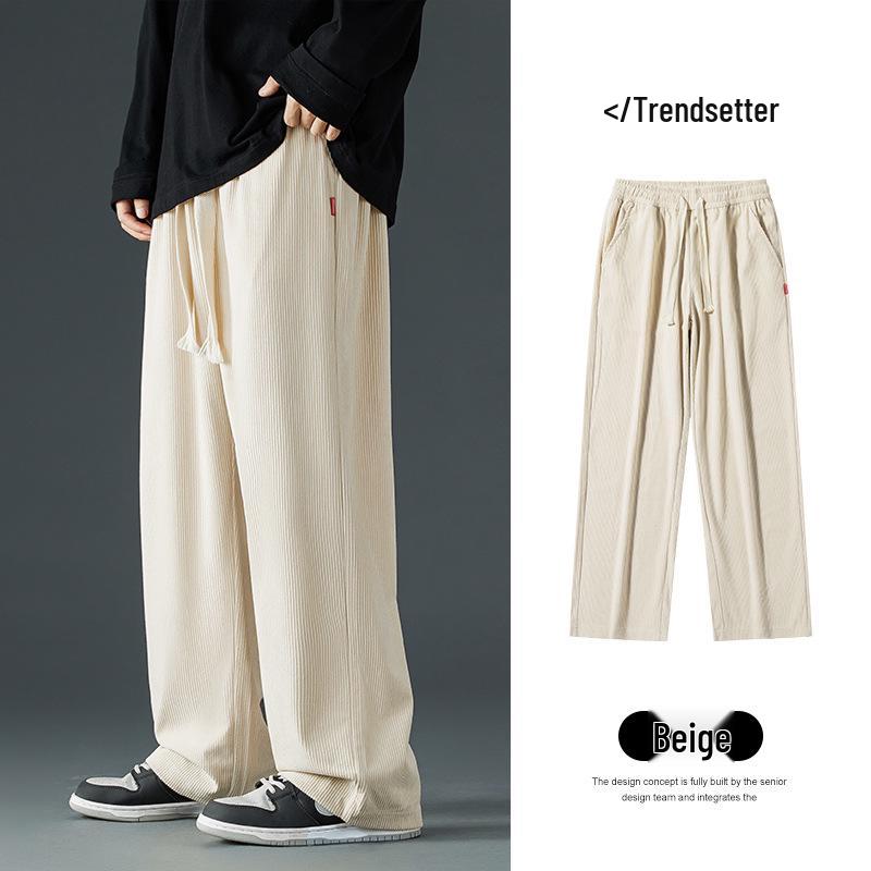 

Men s Fleece-Lined Corduroy Sweatpants: Autumn/Winter, Solid Color, Straight-Leg, Loose Fit, Cuffed Ankles, Thickened for Extra Warmth L