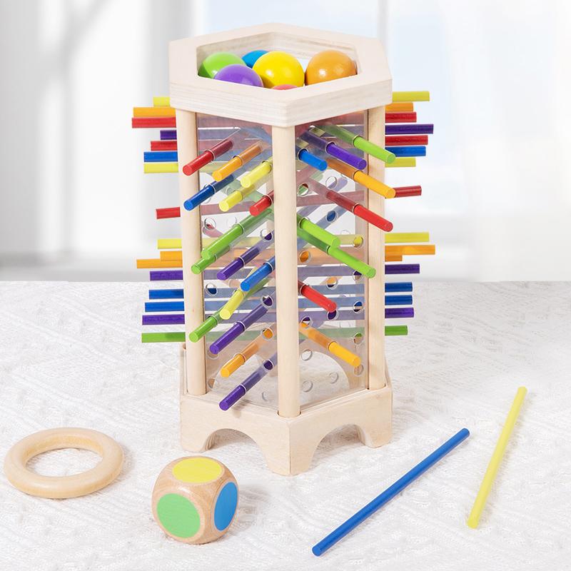 New 3in1 Wooden Stick and Tower Game Arithmetic Early Education Montessori Toys Thinking Training Parent-child Interactive Toy